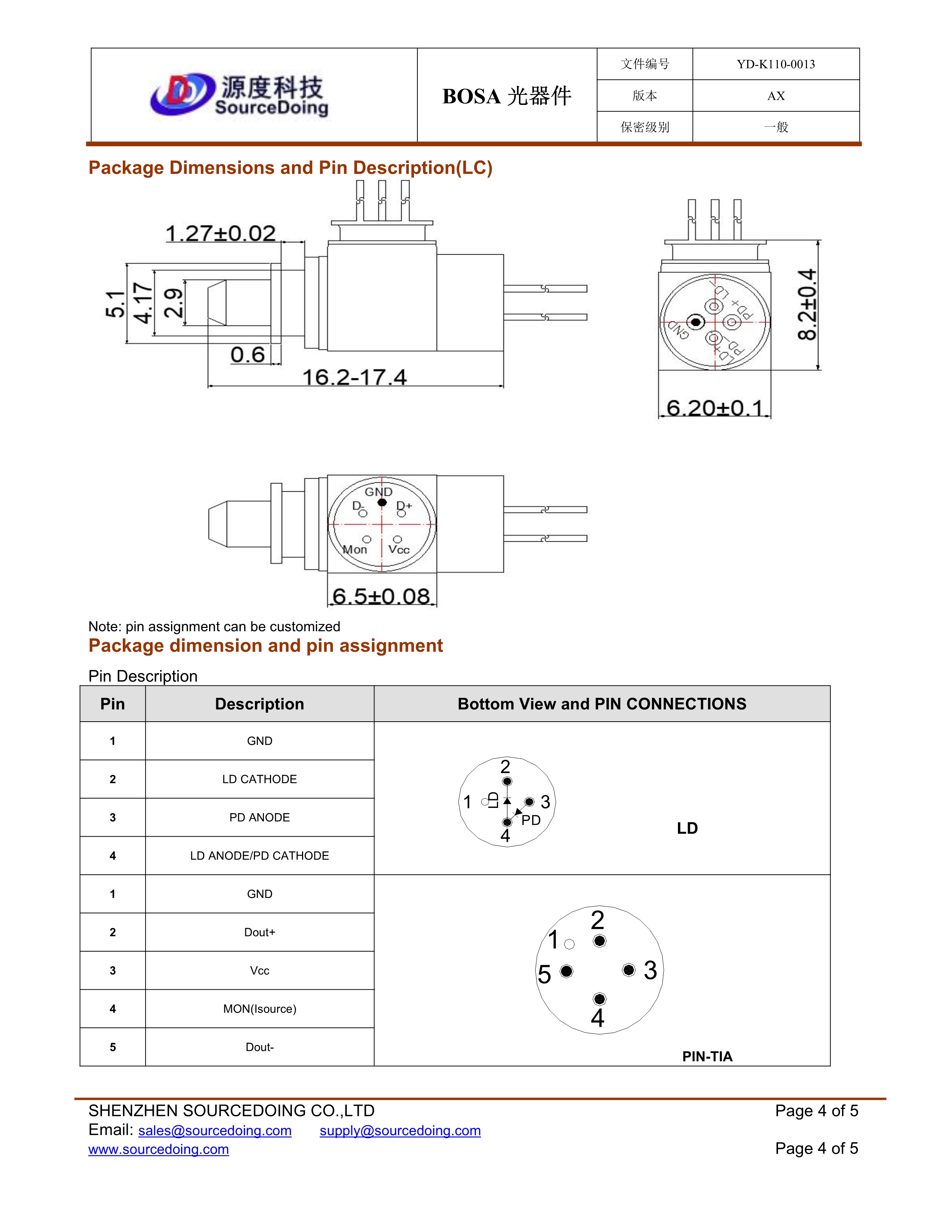 1.25G LC BOSA 1310T FP/1550R 20KM BOSA光器件光學接收發射器件(圖4) (YD-K110-0013)SD-B-LC-35F-33-20KM-IS-1-T(1)_4.jpg